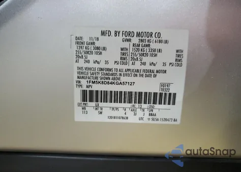 2019 Ford Explorer Xlt z USA, uszkodzony, nr VIN 1FM5K8D84KGA57127